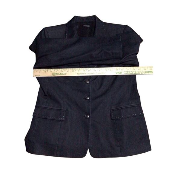Tahari Blazer Jacket Women’s 14 Navy Blue 3-Button Long Sleeve Contrast Stitch - Picture 6 of 9